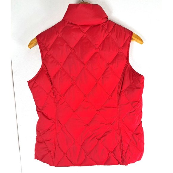 Womens Lands End Puffer Vest Down Insulated Red Nylon Snap Closure Size Small - Picture 2 of 5